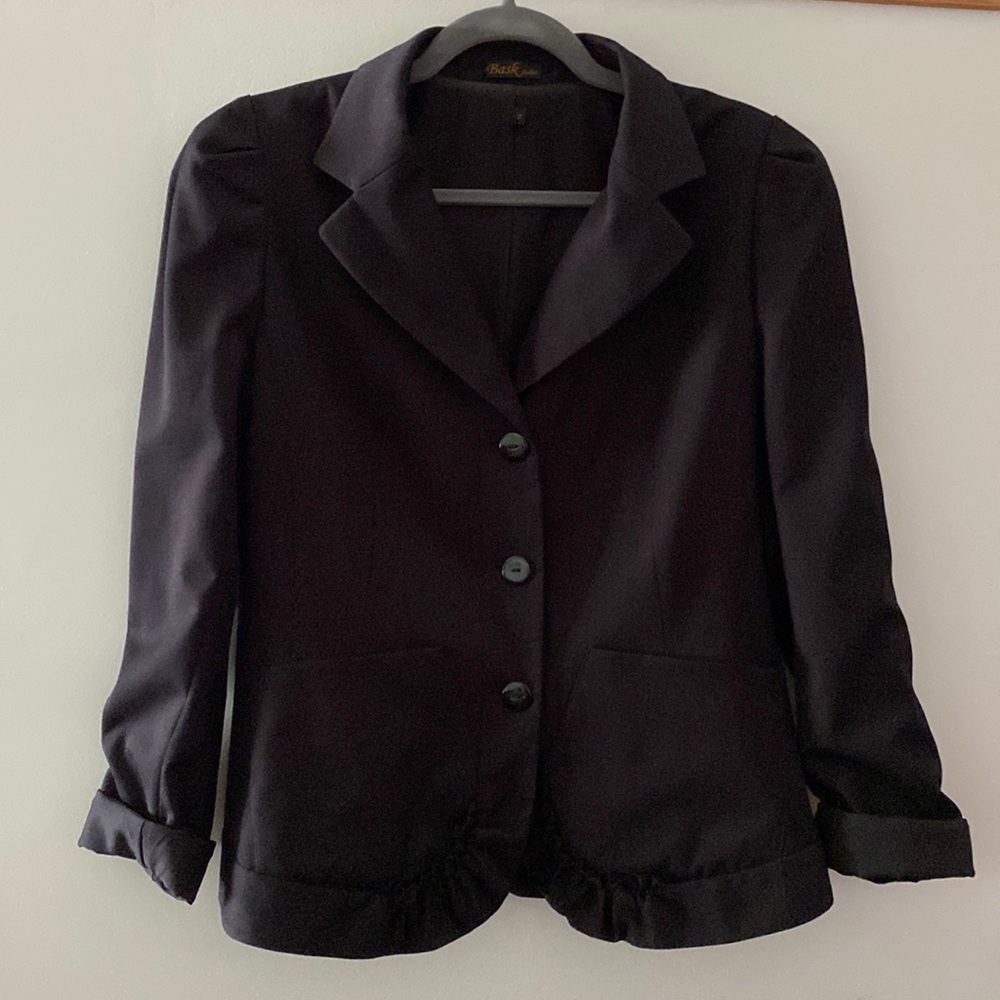 Blazer with unique ruffle detail on waist